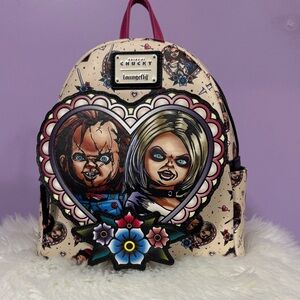 Loungefly Cream Backpack with Chucky and Tiffany Design